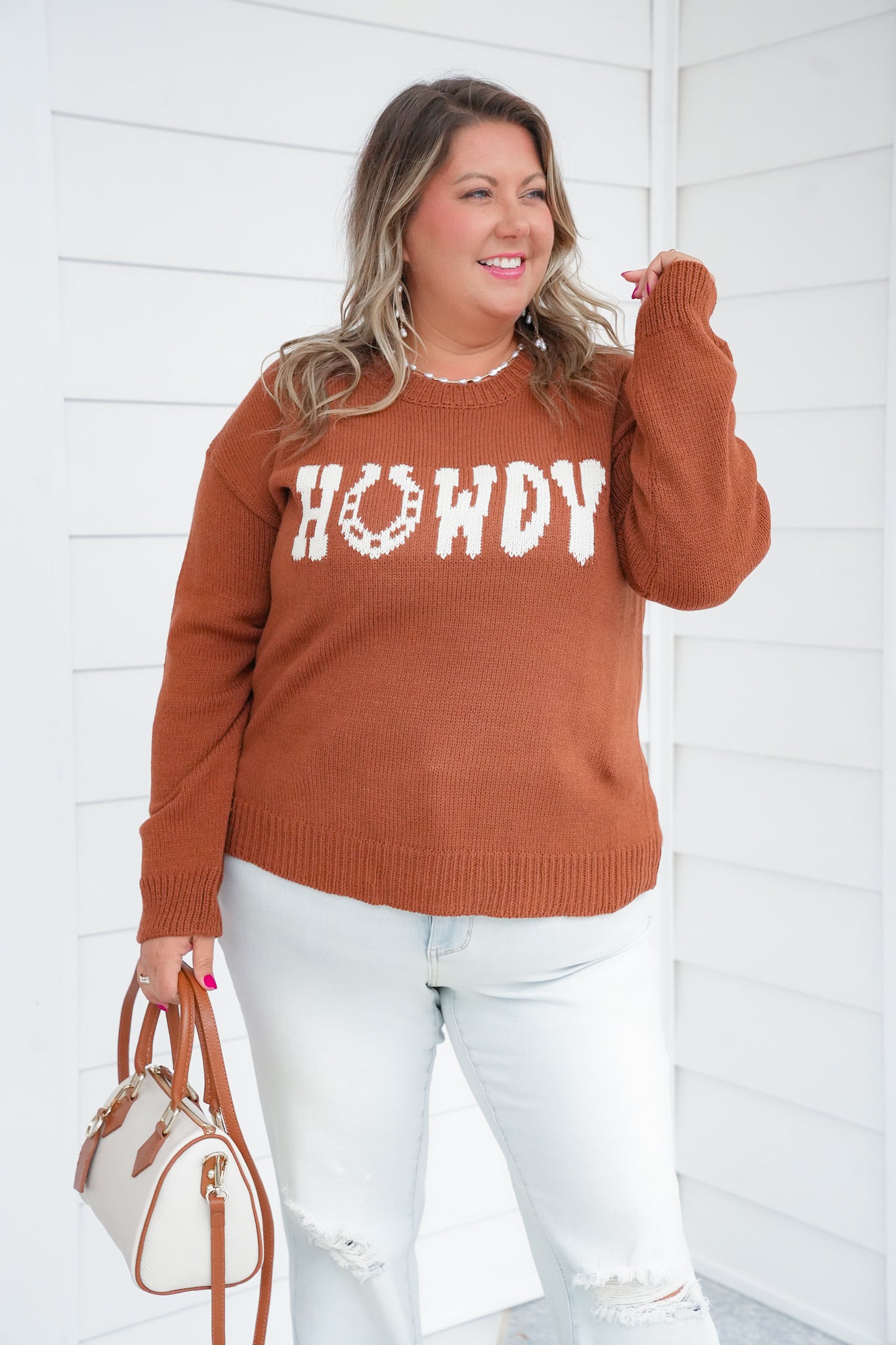 Long Sleeve Horseshoe Howdy Pullover Sweater