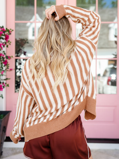 Textured Stripe Long Sleeve Open Front Cardigan