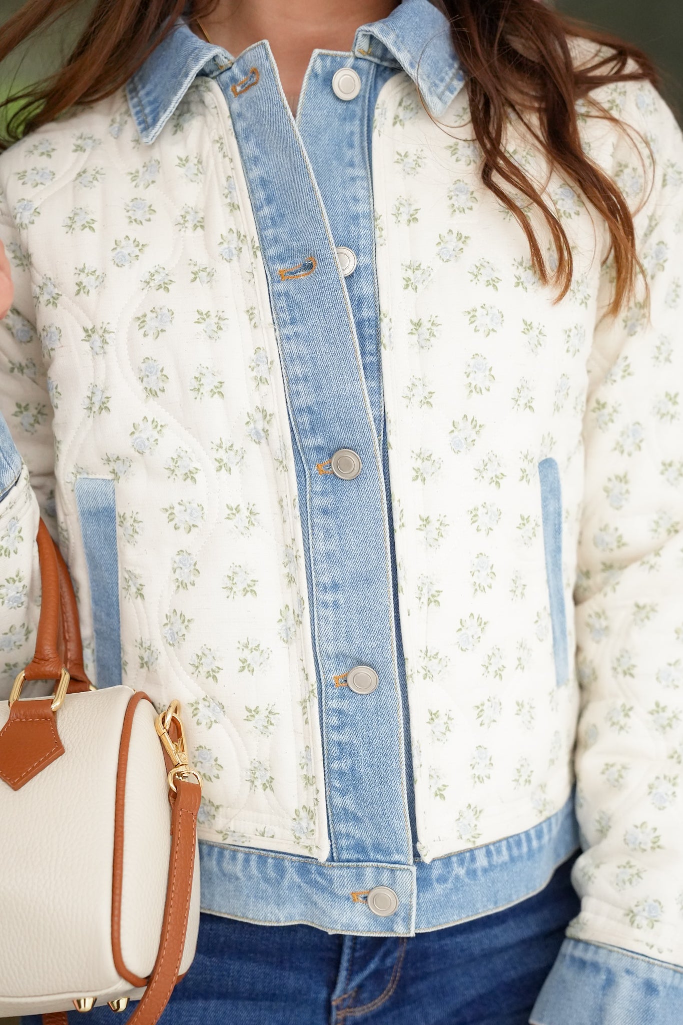 Floral Print Long Sleeve Button Down Jacket