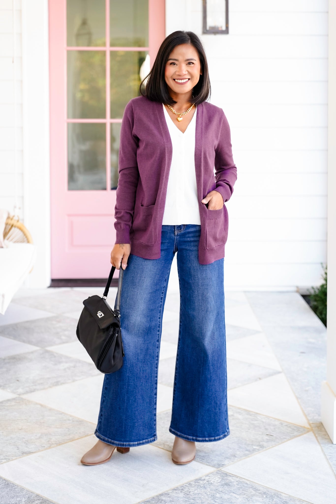 Solid Long Sleeve Layered Cardigan