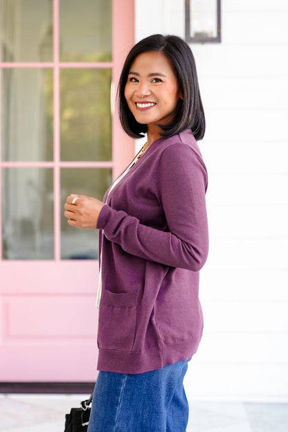 Solid Long Sleeve Layered Cardigan