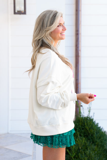 Multi Color Bow Long Sleeve Sweatshirt