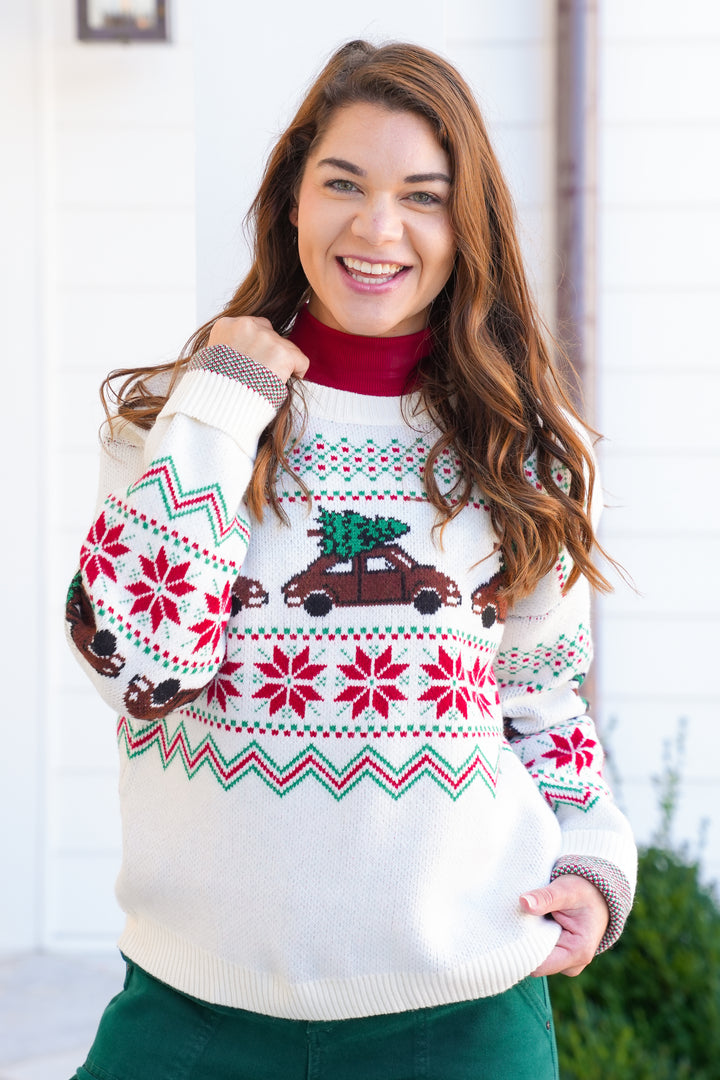 Christmas Pattern Long Sleeve Pullover Sweater