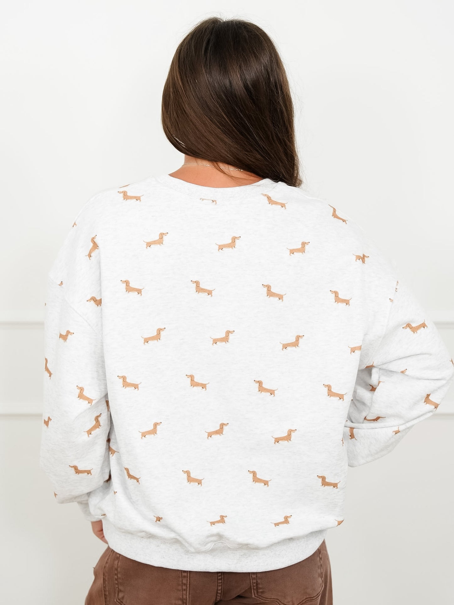 Long Sleeve Dog Print Pull Over Sweatshirt