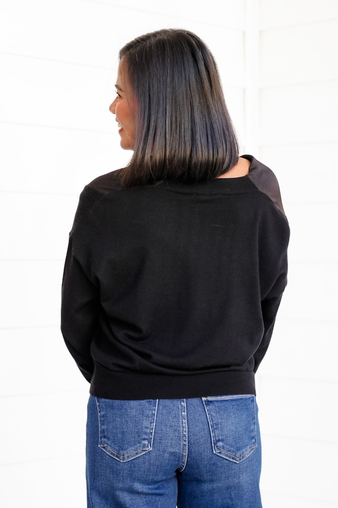 Black Cowl Neck Long Sleeve Top