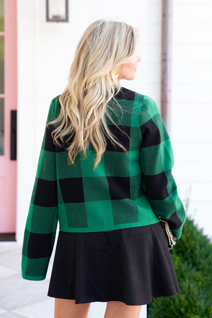 Buffalo Plaid Long Sleeve Button Down Cardigan