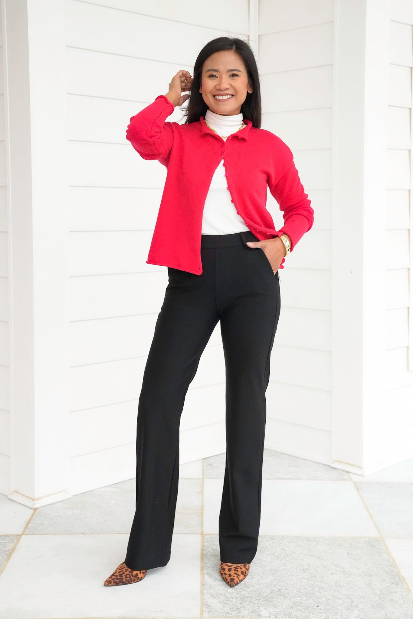 Plus/Reg Elastic Waist Straight Leg Pull-On Pants