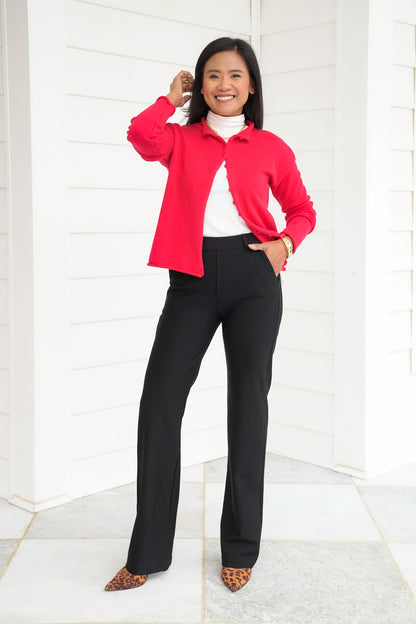 Plus/Reg Elastic Waist Straight Leg Pull-On Pants