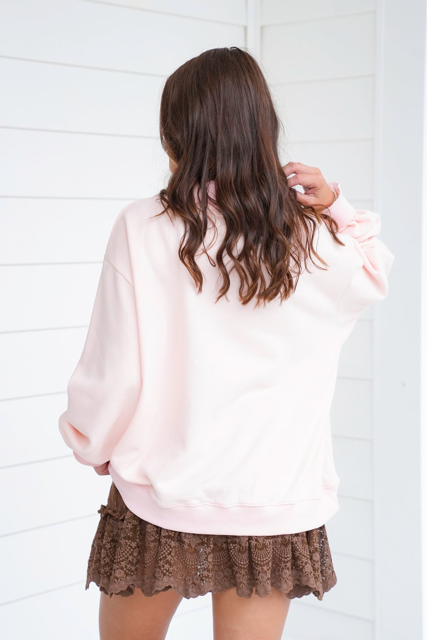 Long Sleeve Embroidered " Blessed"  Pullover Sweatshirt