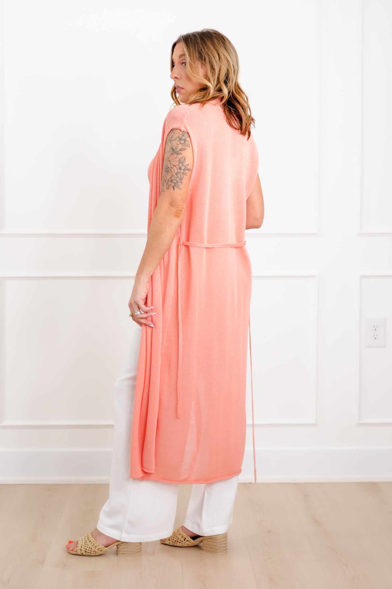 Knit Sleeveless Long Cardigan and Tank Top Set