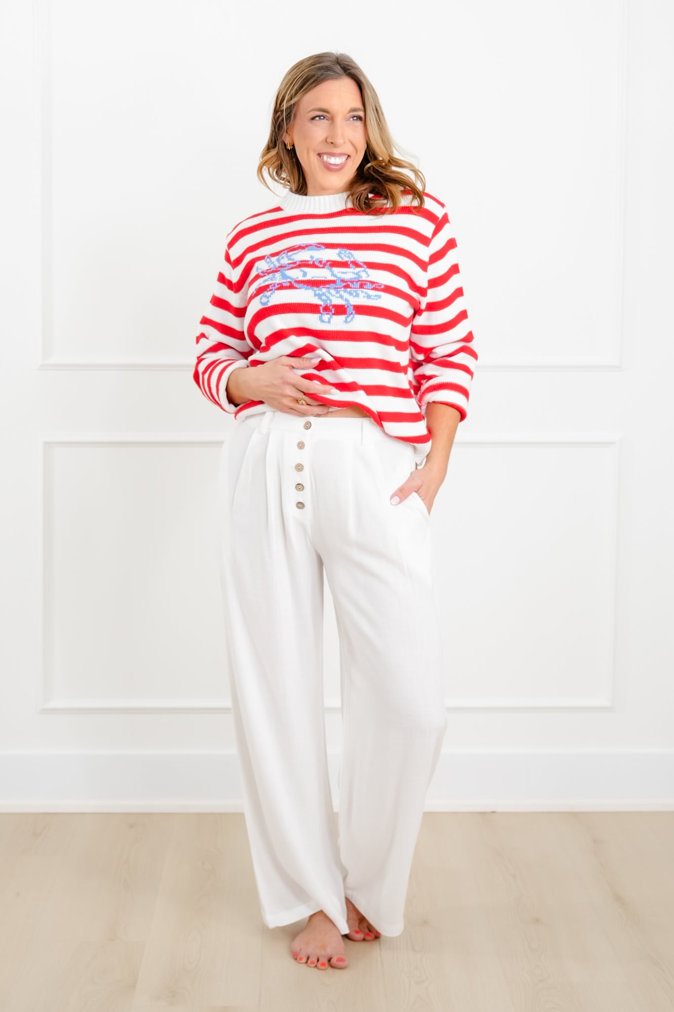 Linen Blend High Waist Button Fly Palazzo Pants