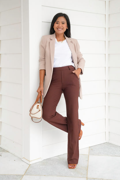 Plus/Reg Elastic Waist Straight Leg Pull-On Pants