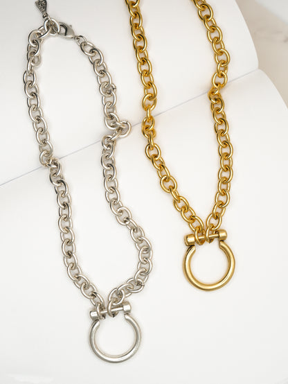 Yochi Sable Circular Drop Pendant Necklace