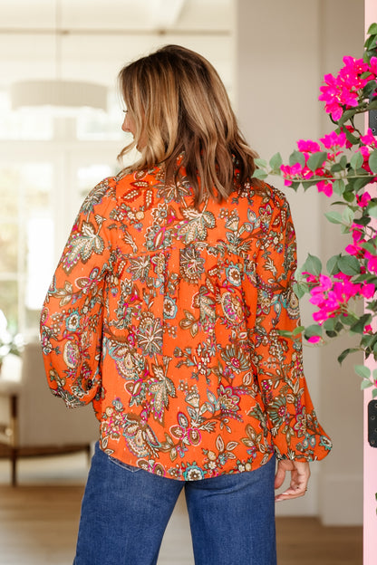 Floral Long Sleeve Button Down Blouse