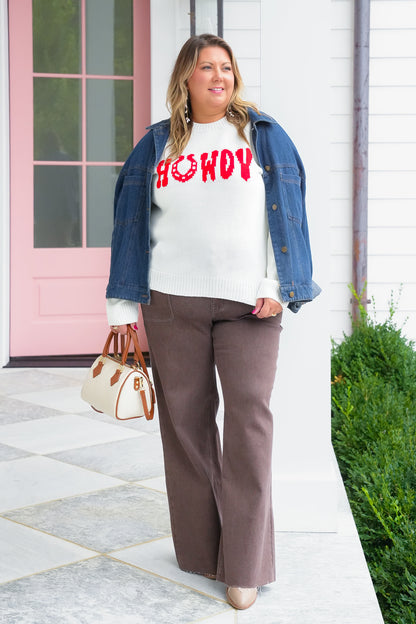 Long Sleeve Horseshoe Howdy Pullover Sweater