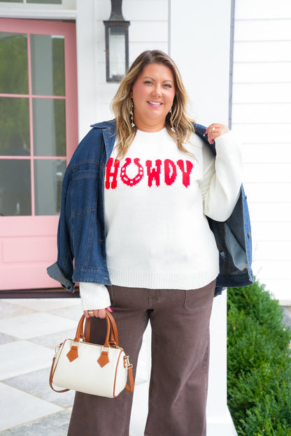 Long Sleeve Horseshoe Howdy Pullover Sweater
