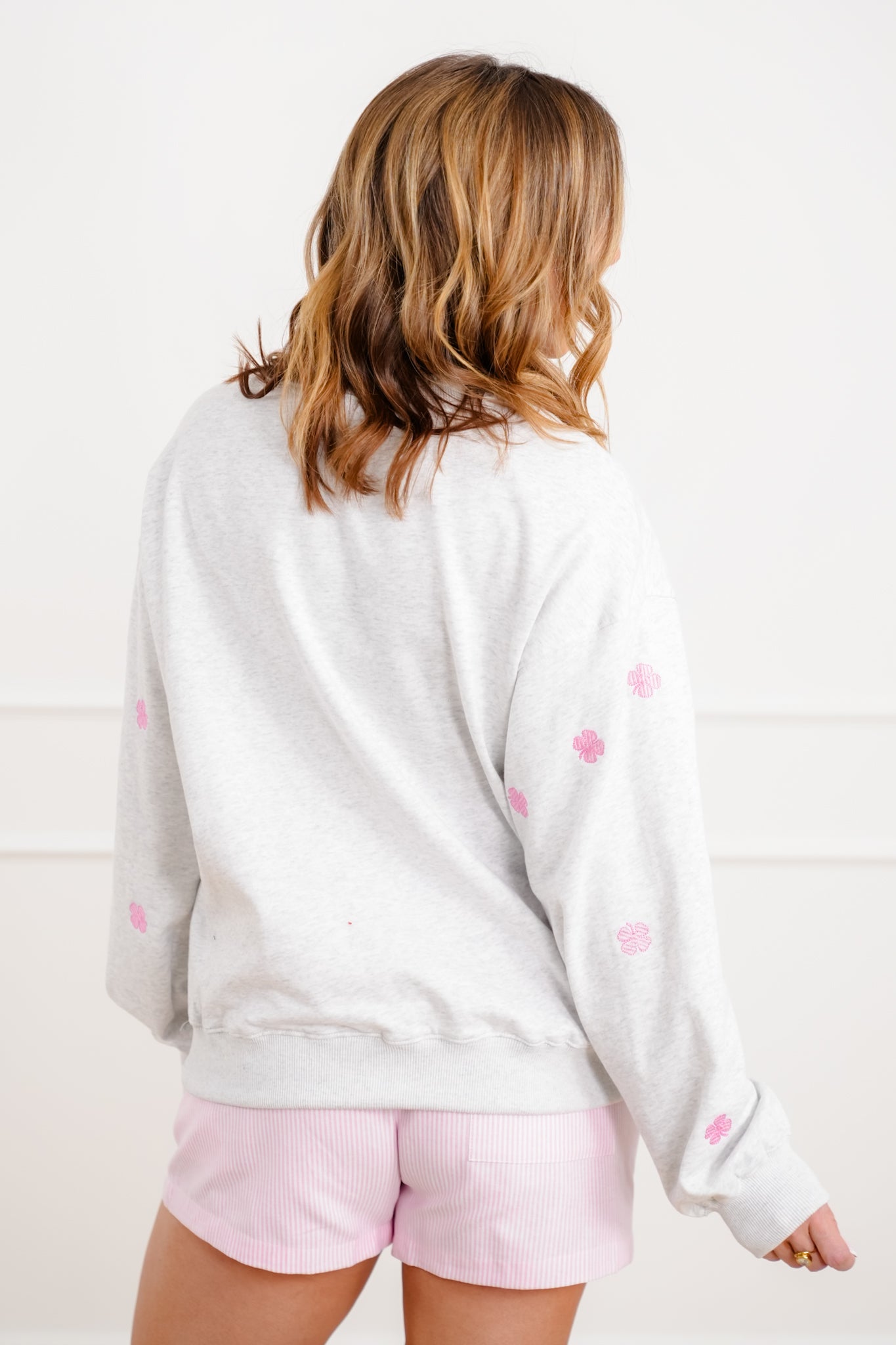 Long Sleeve Embroidered "Lucky" Pullover Sweatshirt