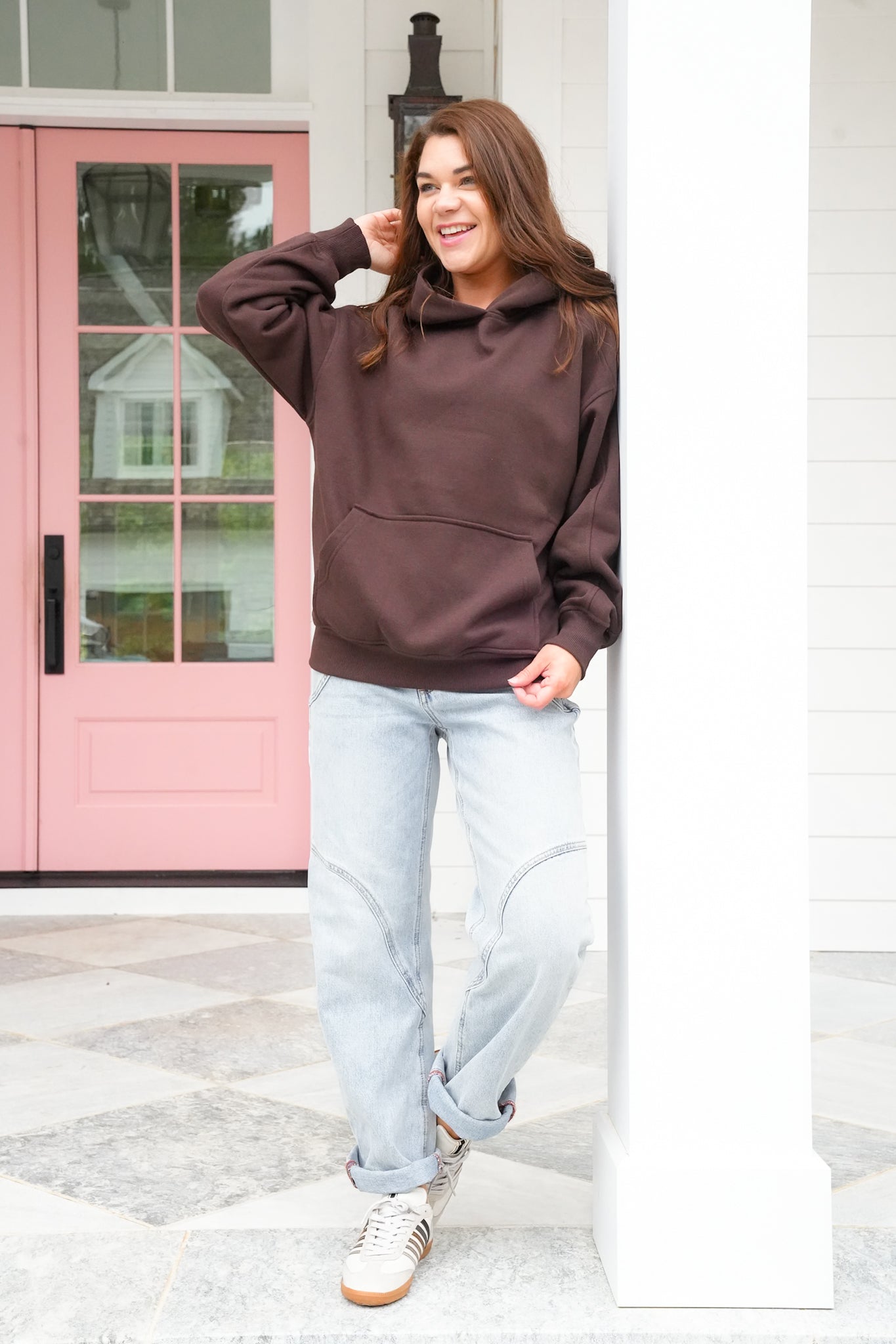 Solid Long Sleeve Fleece Hoodie