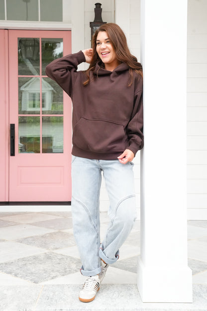 Solid Long Sleeve Fleece Hoodie