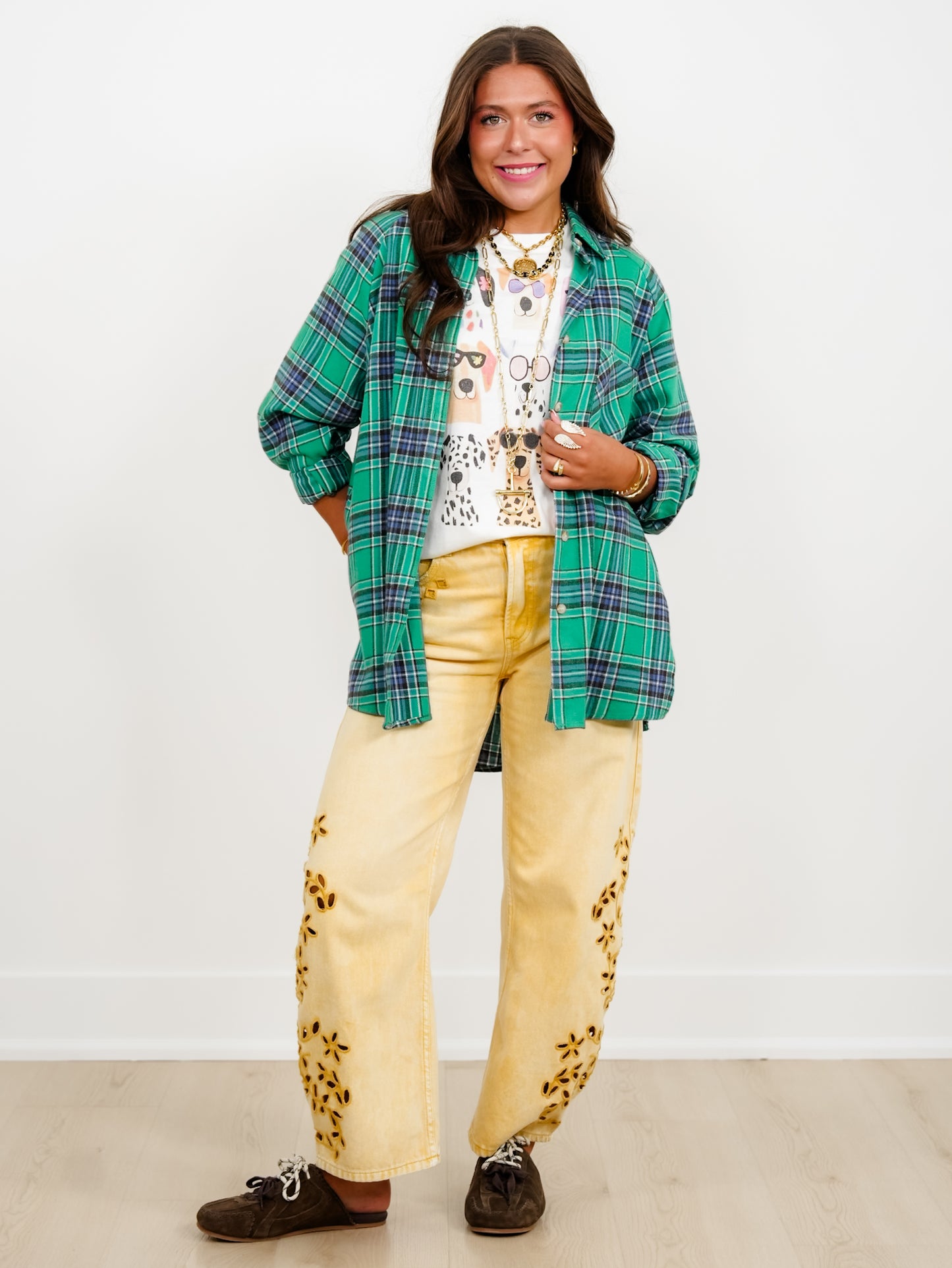Plaid Long Sleeve Button Down Top - Freckled Poppy