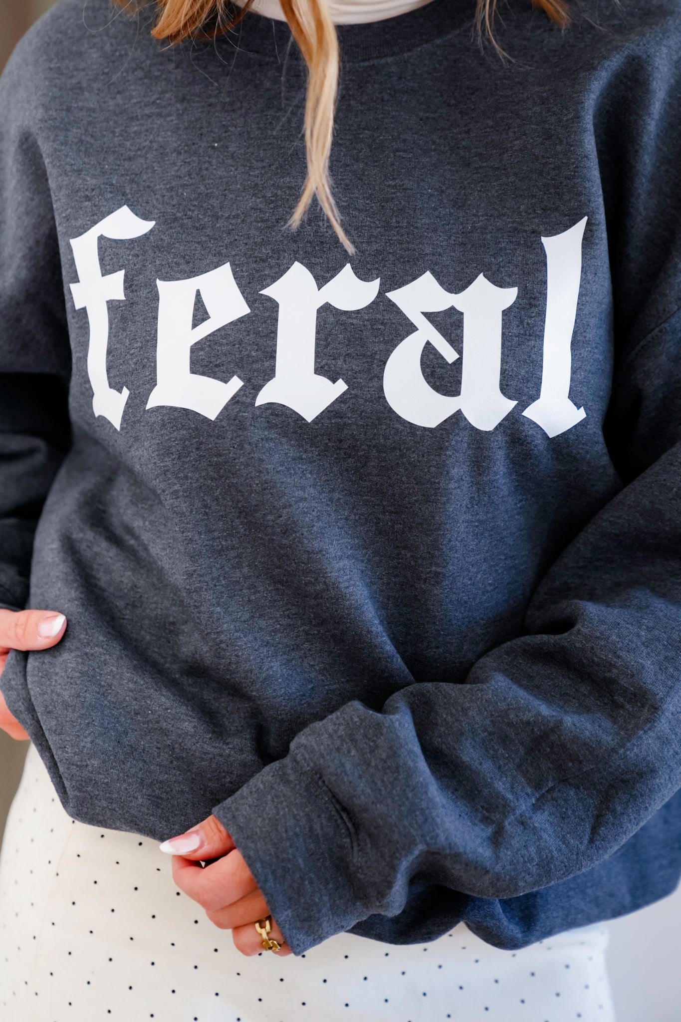 Plus/Reg Long Sleeve "Feral" Graphic Sweatshirt