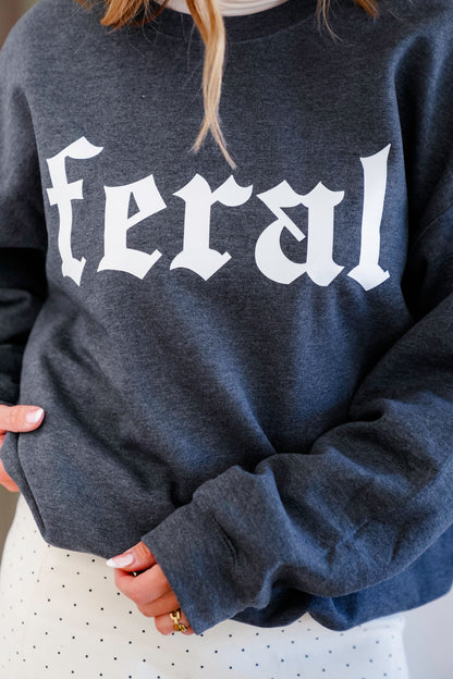 Plus/Reg Long Sleeve "Feral" Graphic Sweatshirt
