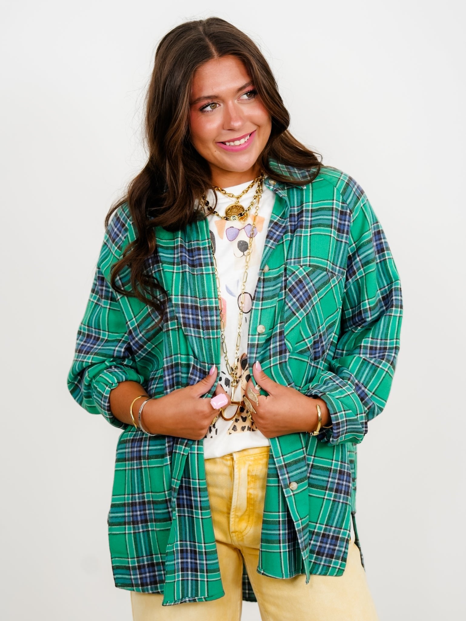 Plaid Long Sleeve Button Down Top - Freckled Poppy
