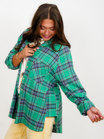 Plaid Long Sleeve Button Down Top - Freckled Poppy
