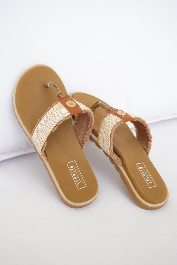 Yellow Box  Textured Thong Sandal with Woven Detailing