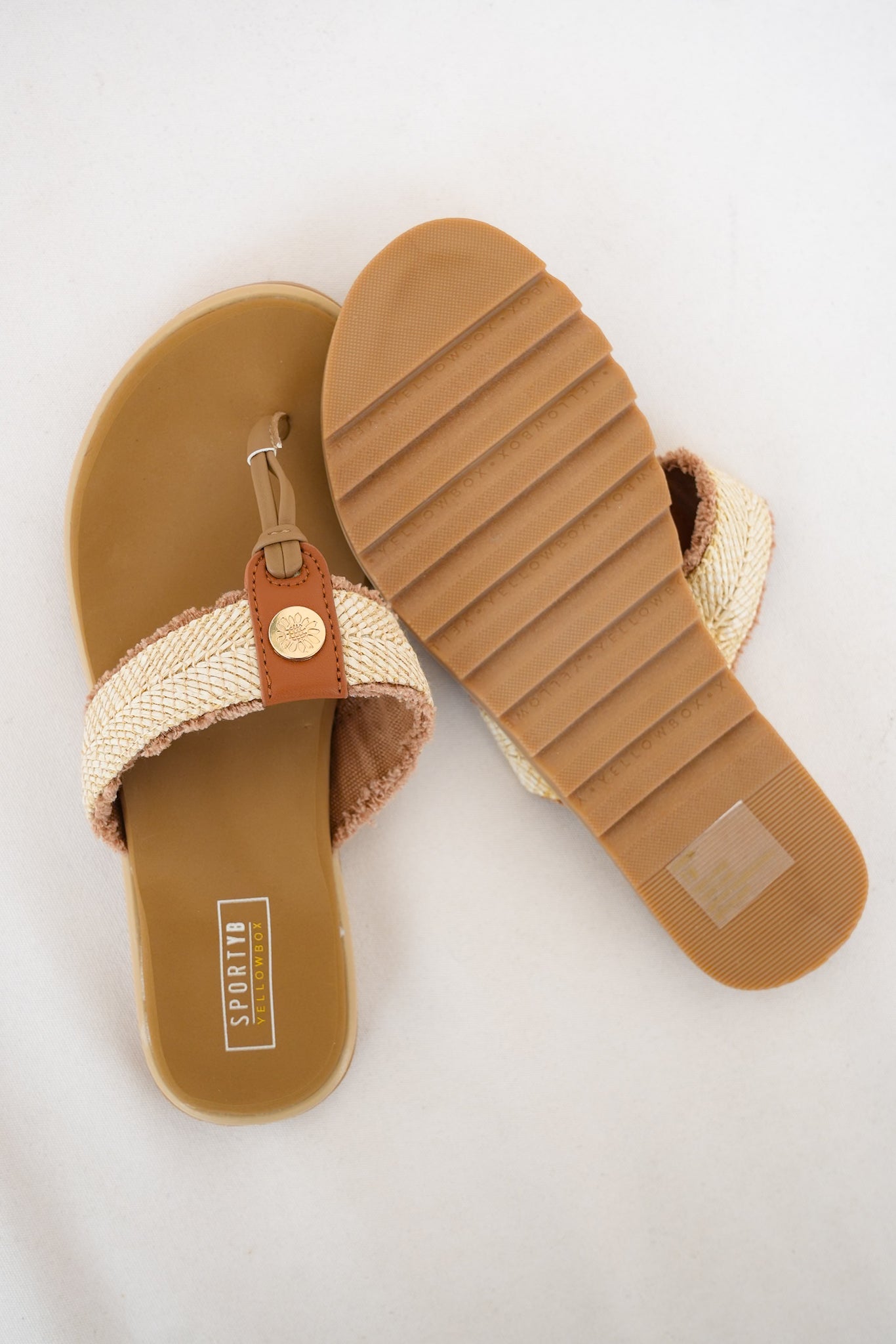 Yellow Box  Textured Thong Sandal with Woven Detailing
