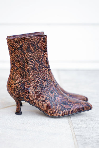 MIA Chic Embossed Ankle Heel Boot