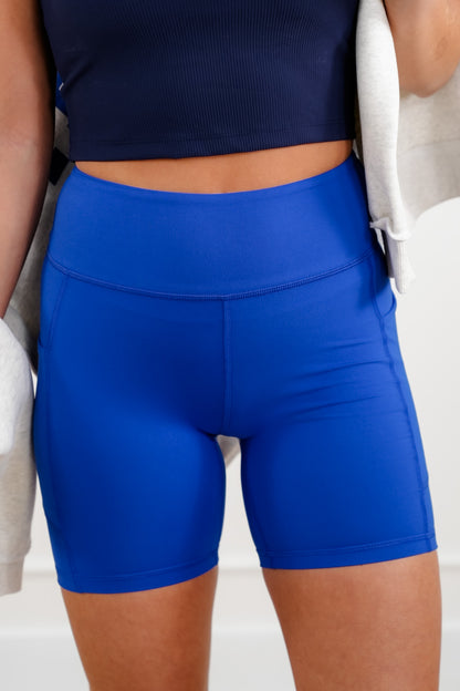 Plus/Reg High Waist Biker Shorts with Side Pocket