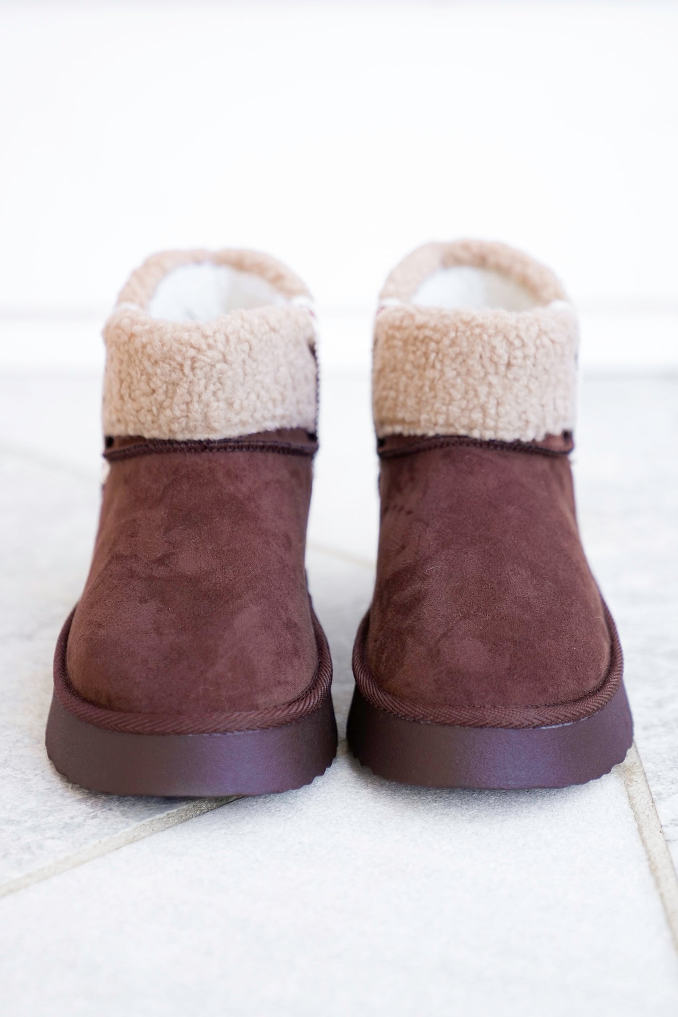 MIA Vegan Suede Sherpa Ankle Boot