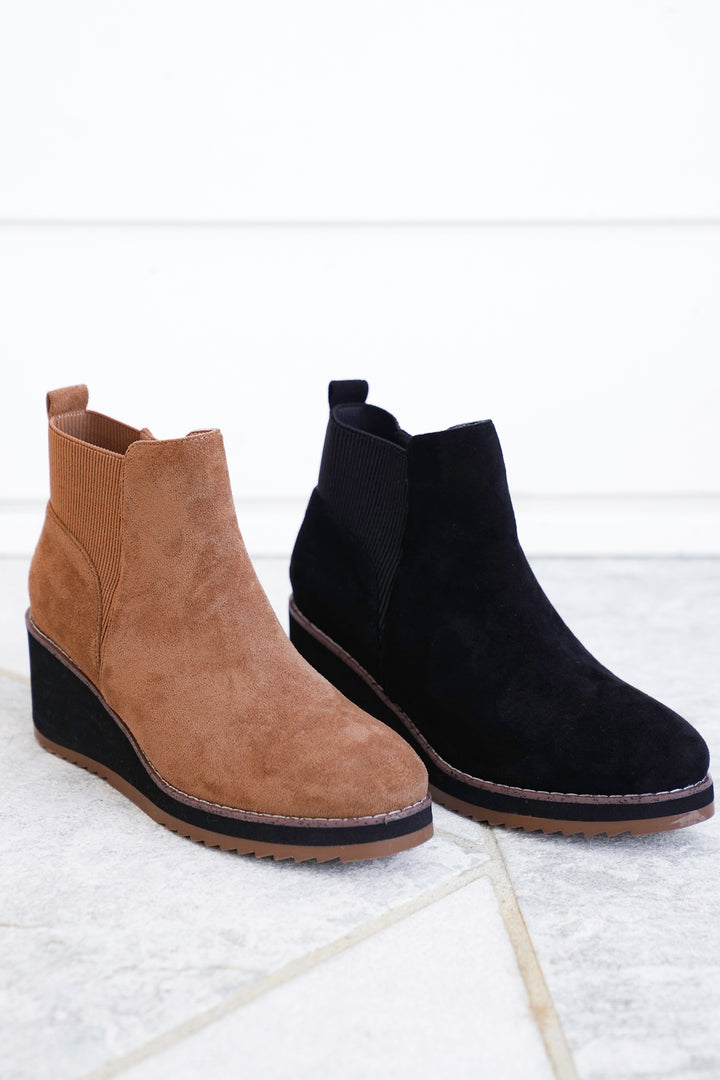 Corky's "Apple Sauced" Vegan Suede Wedge Ankle Booties