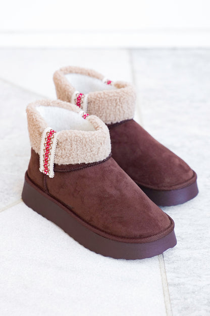 MIA Vegan Suede Sherpa Ankle Boot