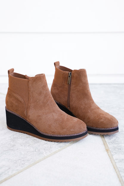 Corky's "Apple Sauced" Vegan Suede Wedge Ankle Booties