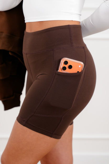 Plus/Reg High Waist Biker Shorts with Side Pocket