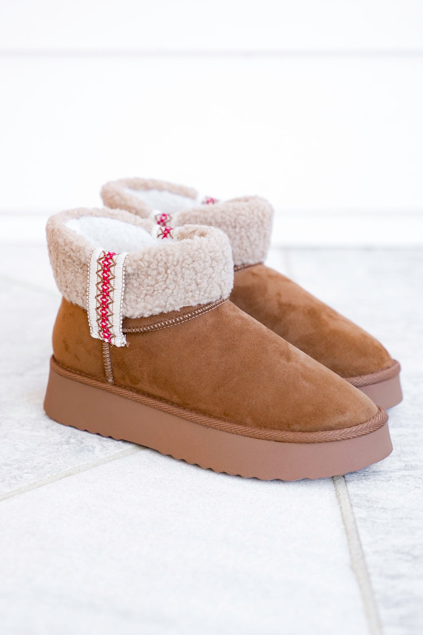 MIA Vegan Suede Sherpa Ankle Boot