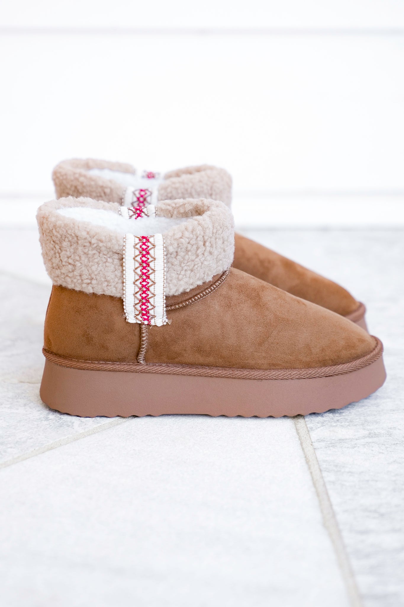 MIA Vegan Suede Sherpa Ankle Boot