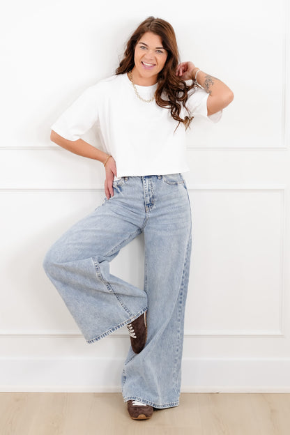 Plus/Reg The Marlow Nico Threads Solid Short Sleeve Crew Neck Top