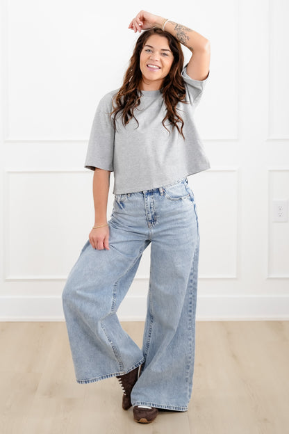 Plus/Reg The Marlow Nico Threads Solid Short Sleeve Crew Neck Top