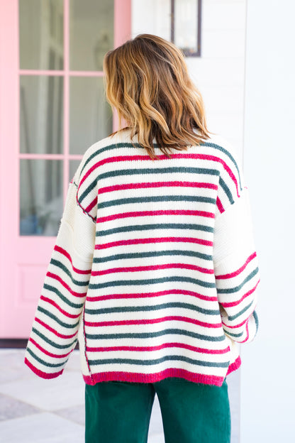 Stripe Long Sleeve Pullover Sweater