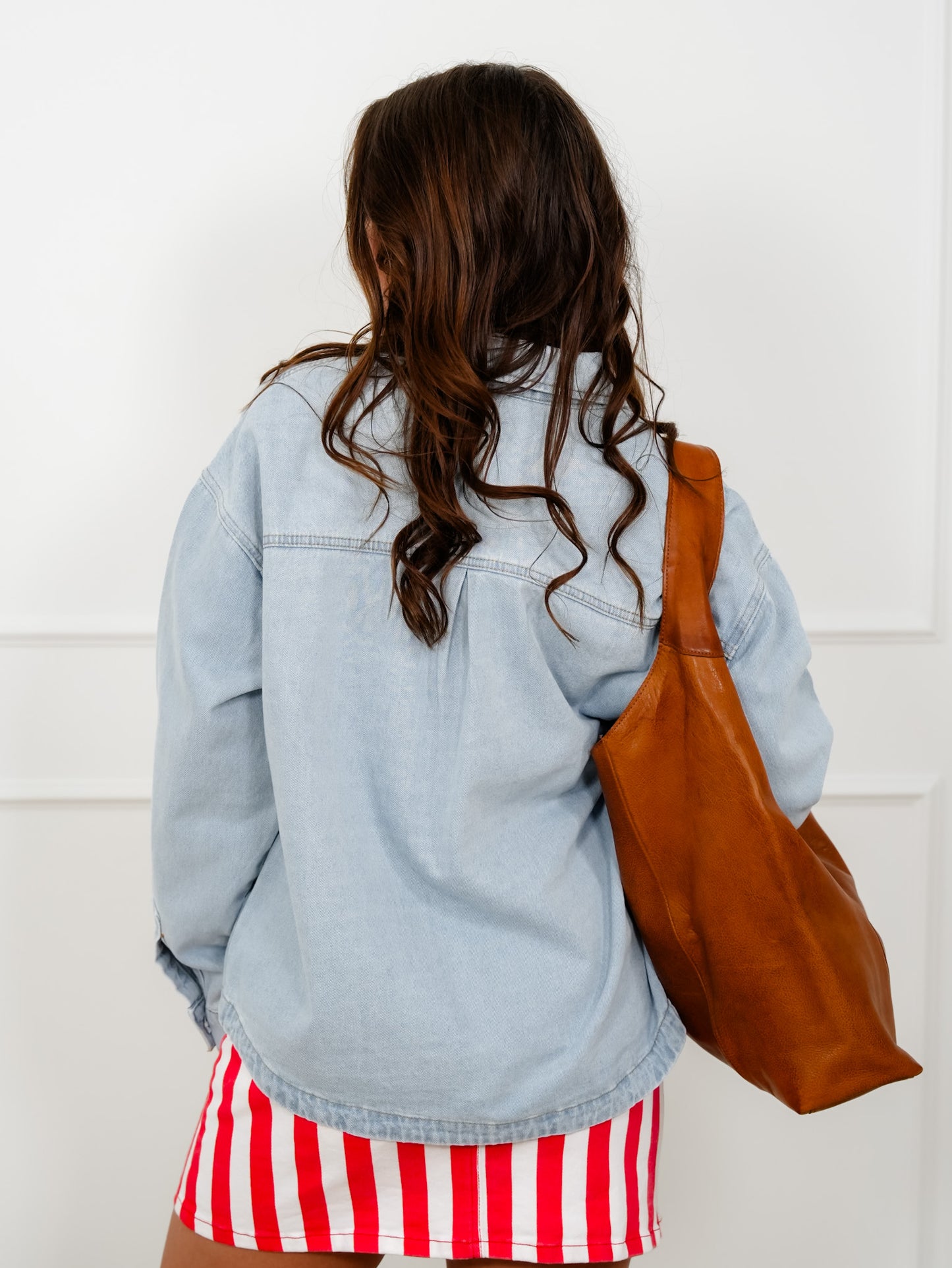 Light Wash Long Sleeve Button Down Jacket