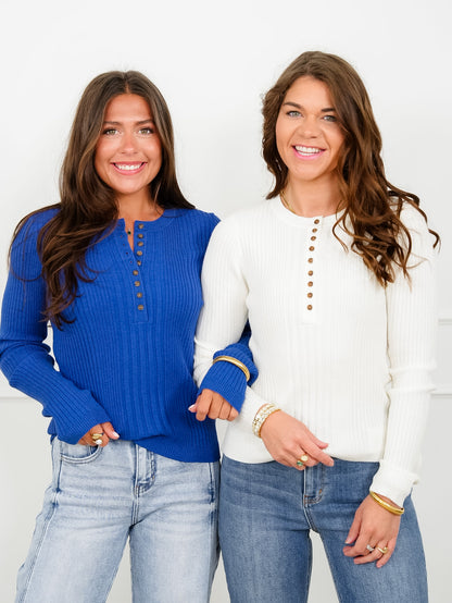 Ribbed Long Sleeve Button Up Sweater
