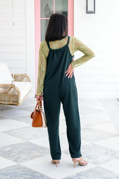 Sleeveless Knit Jumpsuit with front Patch Pockets