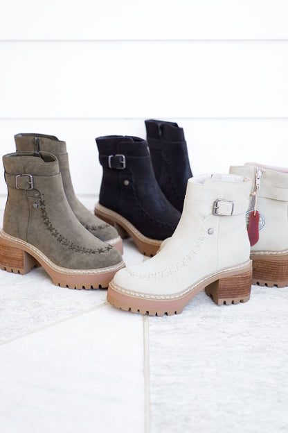 MIA Vegan Suede Stitch Detail Lug Sole Boot