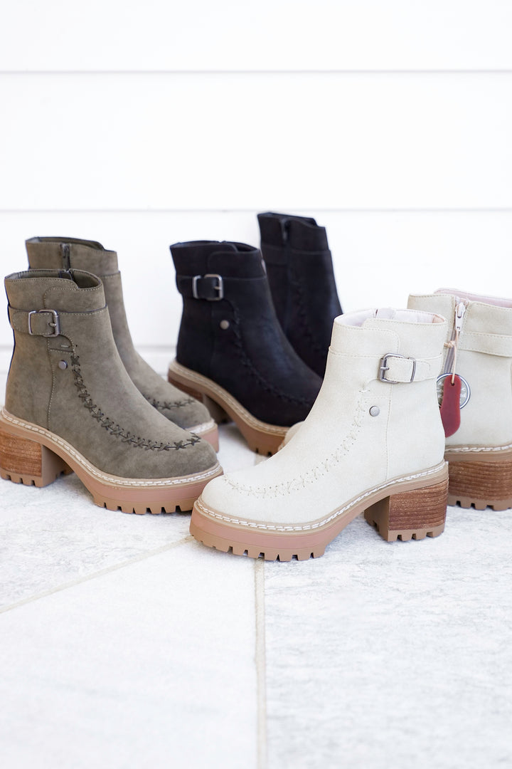 MIA Vegan Suede Stitch Detail Lug Sole Boot