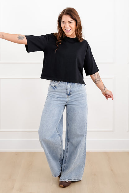 Plus/Reg The Marlow Nico Threads Solid Short Sleeve Crew Neck Top