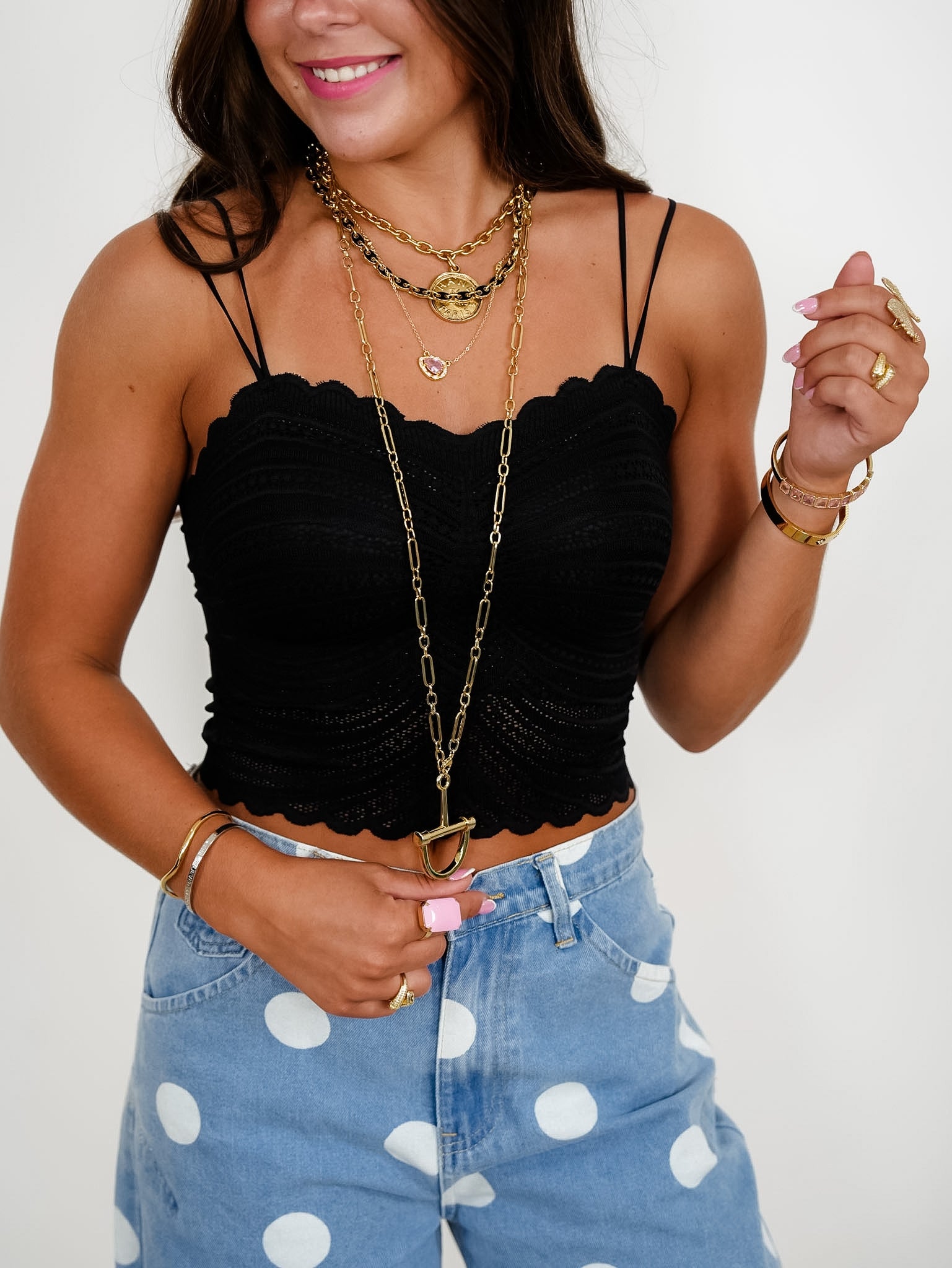 Scalloped Lace Double Strap Bralette - Freckled Poppy