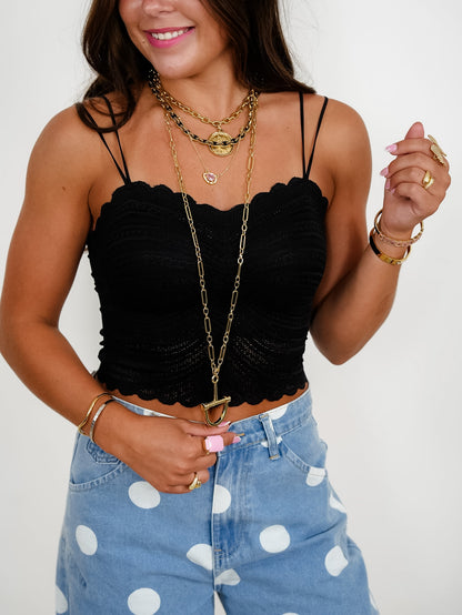 Scalloped Lace Double Strap Bralette - Freckled Poppy